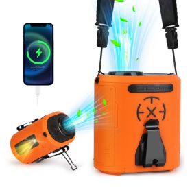 1Pc 5 In 1 Portable Waist Clip Fan With 5 Speeds Flashlight 1WmAh Battery Operated Personal Wearable Turbo Belt Fan Hands-Free Neck Fan For Campi (Option: Orange)