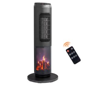 25Inch Tower Space Heater, Portable Electric Space Heater With Remote Control, 12H Timer, Thermostat, 60 Degrees Oscillation, Overheating & Tip-O (Option: Black)