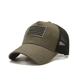 JupiterGear American Flag Trucker Hat with Adjustable Strap (Color: Green and Green)